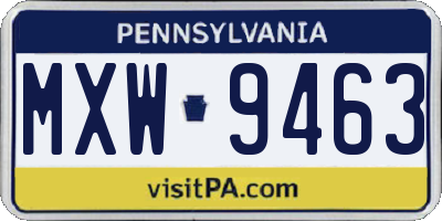 PA license plate MXW9463