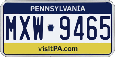 PA license plate MXW9465