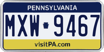 PA license plate MXW9467