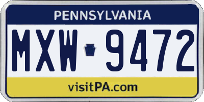 PA license plate MXW9472