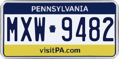 PA license plate MXW9482