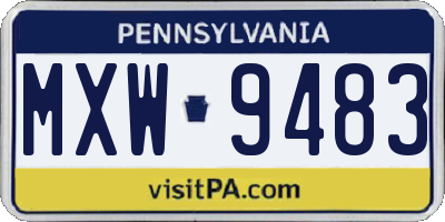 PA license plate MXW9483