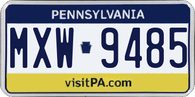 PA license plate MXW9485