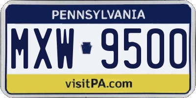 PA license plate MXW9500