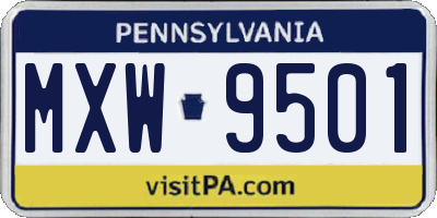 PA license plate MXW9501