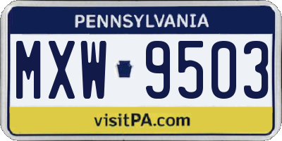 PA license plate MXW9503