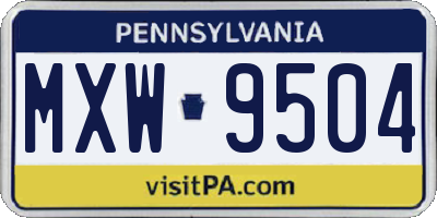 PA license plate MXW9504