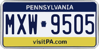 PA license plate MXW9505