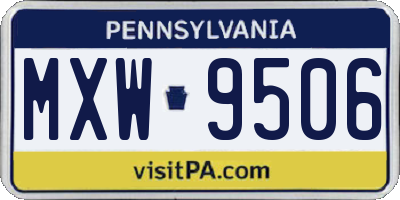 PA license plate MXW9506