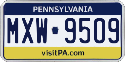 PA license plate MXW9509
