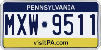 PA license plate MXW9511