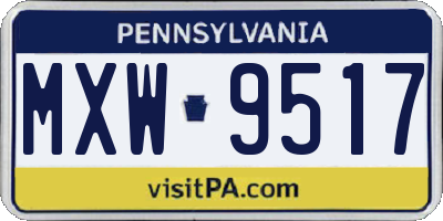 PA license plate MXW9517