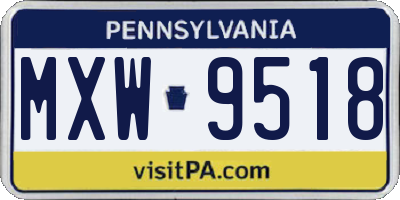 PA license plate MXW9518