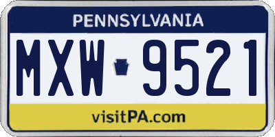 PA license plate MXW9521