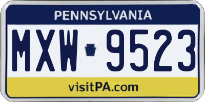 PA license plate MXW9523