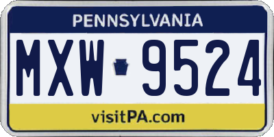 PA license plate MXW9524