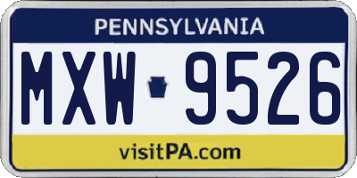 PA license plate MXW9526