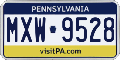PA license plate MXW9528
