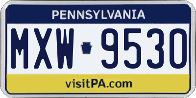 PA license plate MXW9530