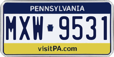 PA license plate MXW9531
