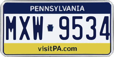PA license plate MXW9534