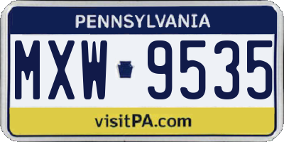 PA license plate MXW9535