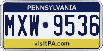 PA license plate MXW9536