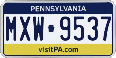 PA license plate MXW9537