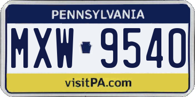 PA license plate MXW9540