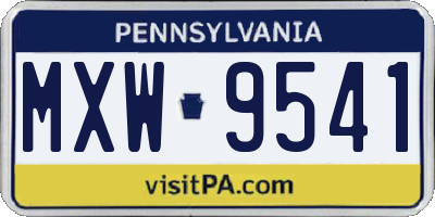 PA license plate MXW9541