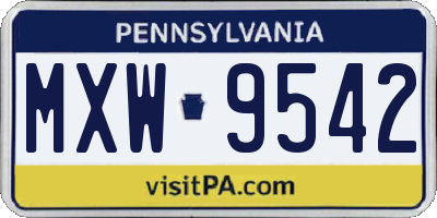 PA license plate MXW9542