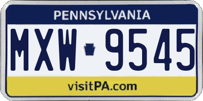 PA license plate MXW9545