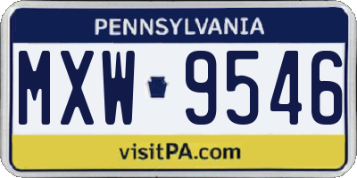 PA license plate MXW9546