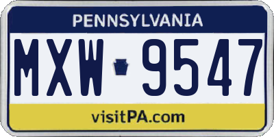 PA license plate MXW9547