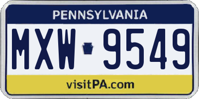 PA license plate MXW9549