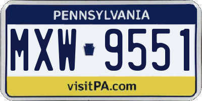 PA license plate MXW9551