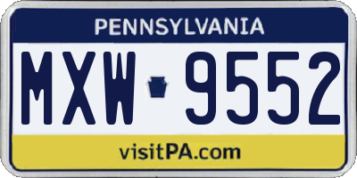 PA license plate MXW9552