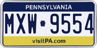 PA license plate MXW9554