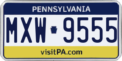 PA license plate MXW9555
