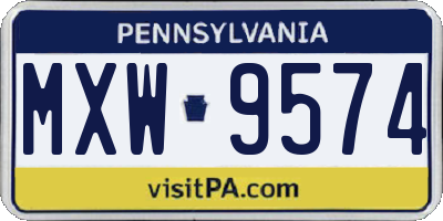 PA license plate MXW9574