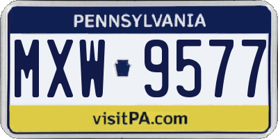 PA license plate MXW9577