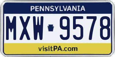 PA license plate MXW9578