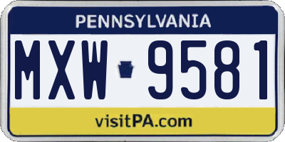 PA license plate MXW9581