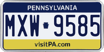 PA license plate MXW9585