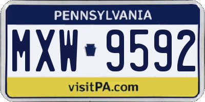 PA license plate MXW9592