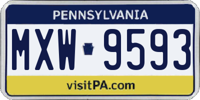 PA license plate MXW9593