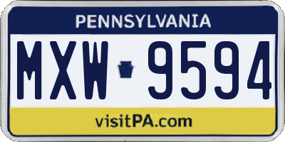 PA license plate MXW9594