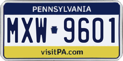 PA license plate MXW9601