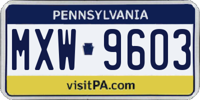 PA license plate MXW9603