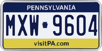 PA license plate MXW9604